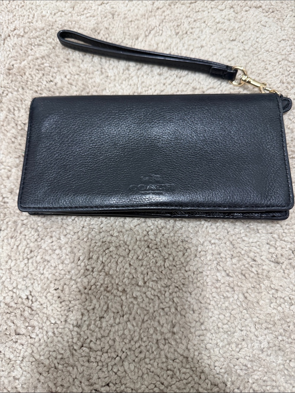 Coach Black Leather Long Wallet wristlet